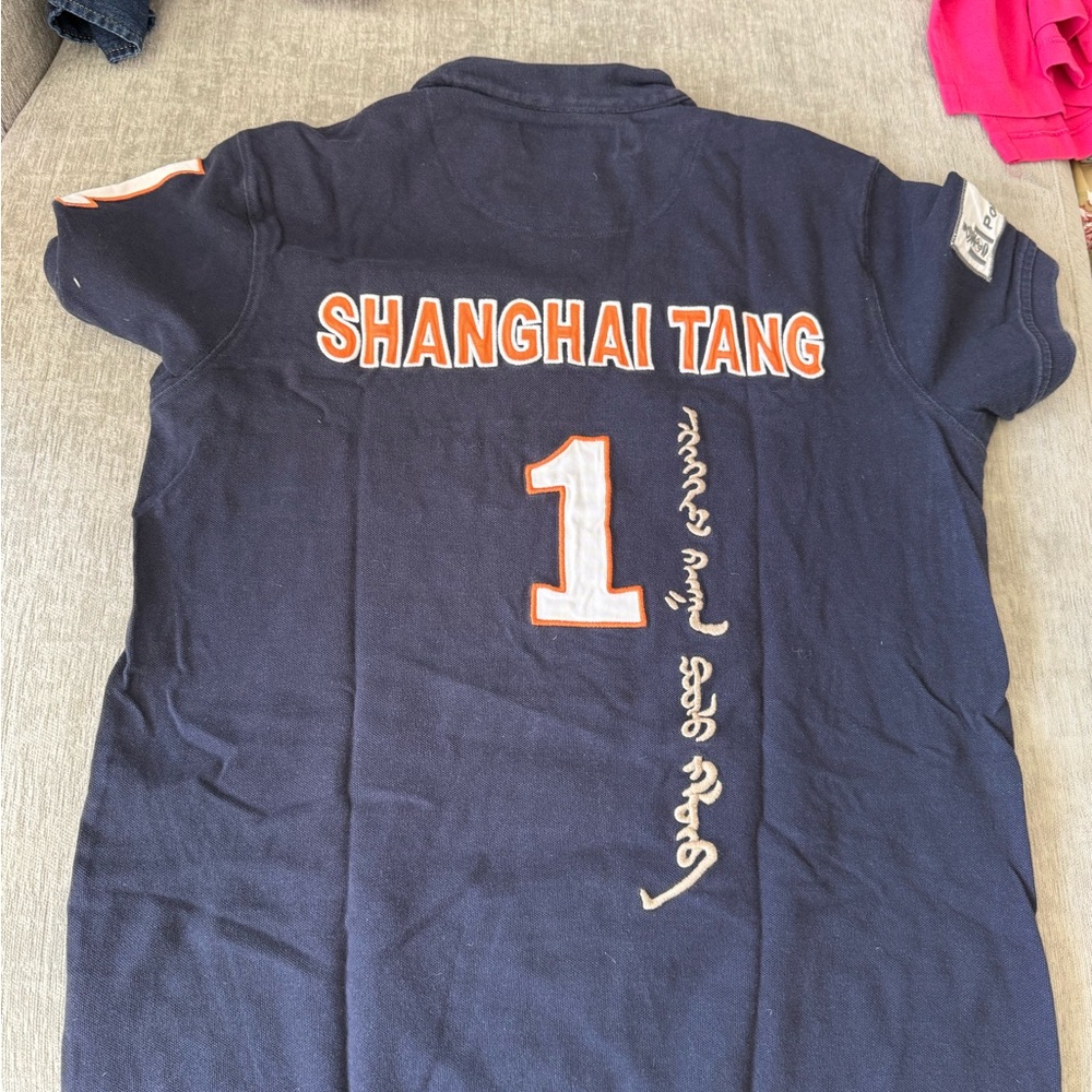 Shanghai Tang Blue and Orange Polo Shirt